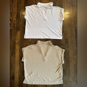 2 - NWT Women’s BANANA REPUBLIC Linen-Blend Johnny-Collar Tops